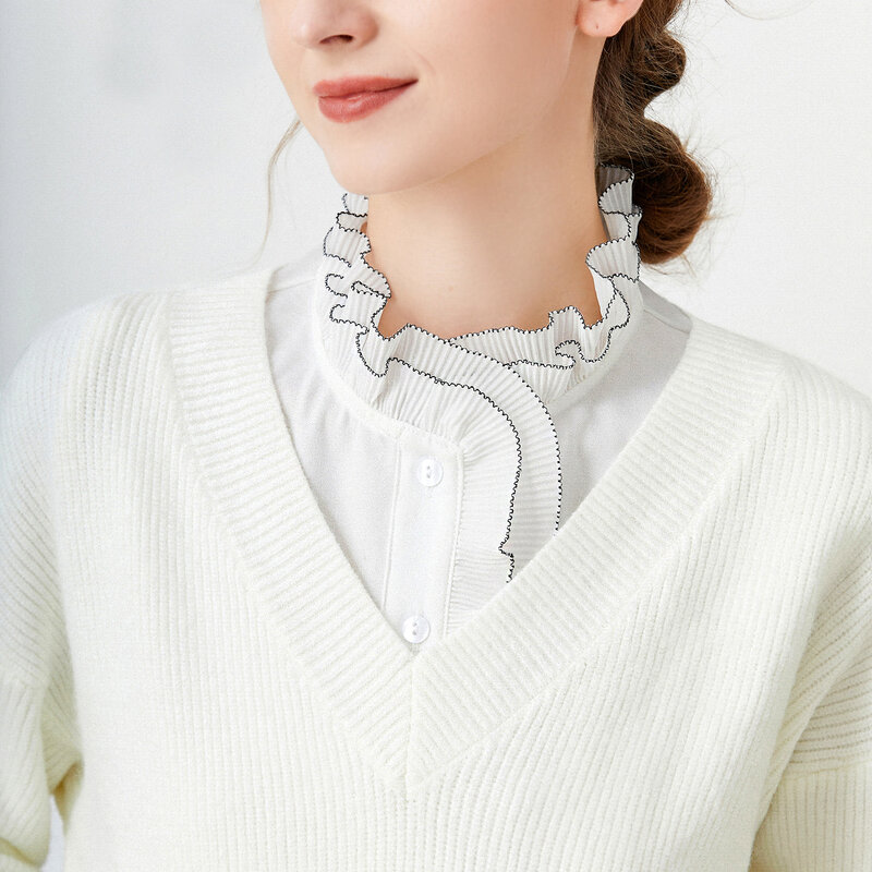 Ruffle Edge Pleated Standing Collar Fake Collar Autumn and Winter Chiffon Shirt Collar Women's Decorative Lining Fake Collar