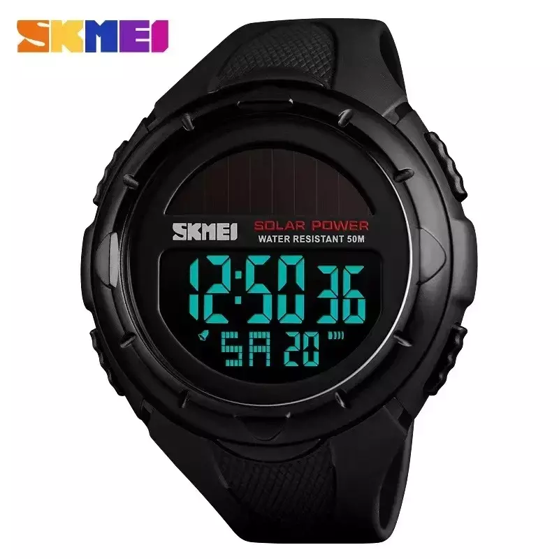 SKMEI Digital Wrist Watches for Men Luxury Solar Wristwatches Waterproof Alarm Clock Luminous Watch Gift