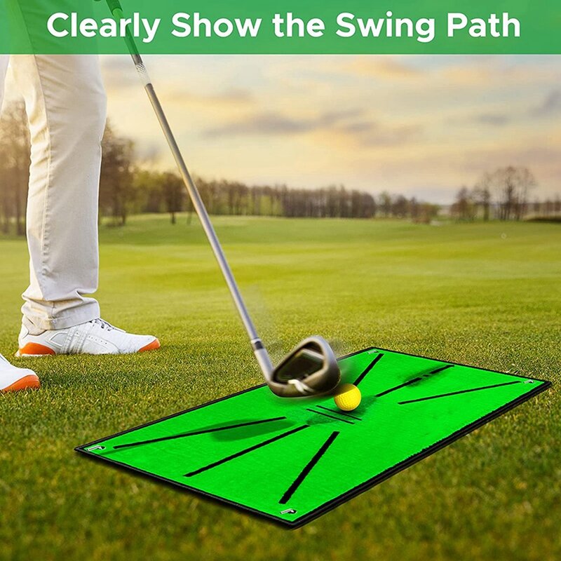 Golf Swing Training Mat 12 X 24In Portable Impact Mats For Backyards Swing Detection Batting Practice Training Aids