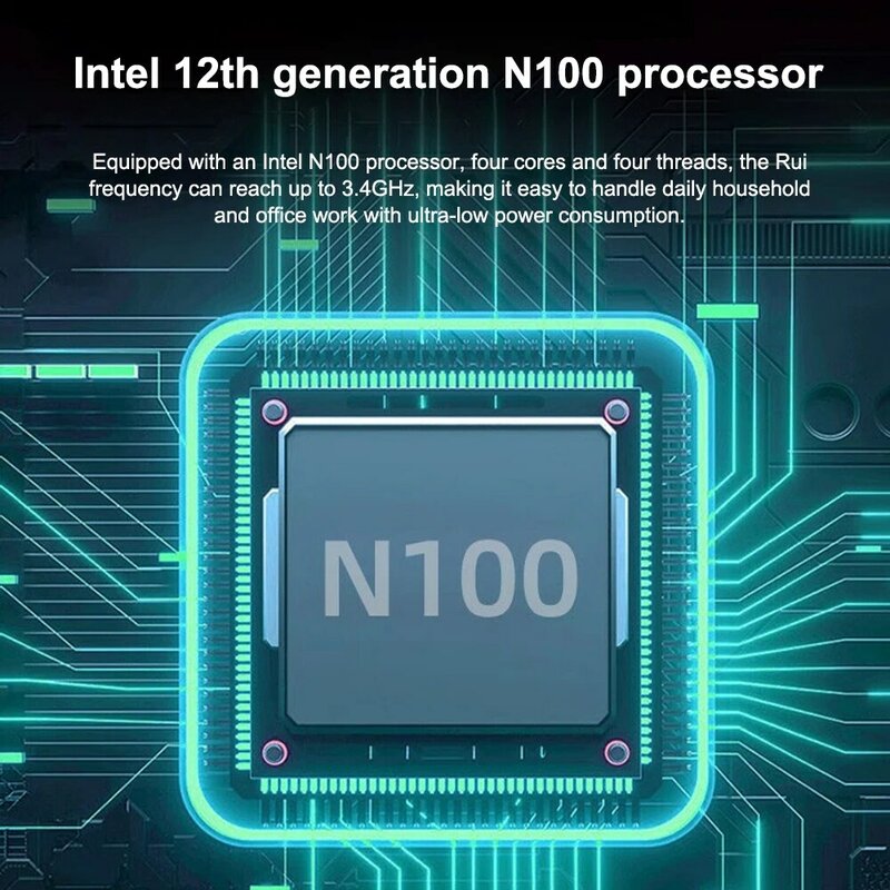 ESUS-Mini PC Intel N100, de 16G ordenador de bolsillo, 512G, 8GB, 256GB, Windows 10, WIFI6, 1000M