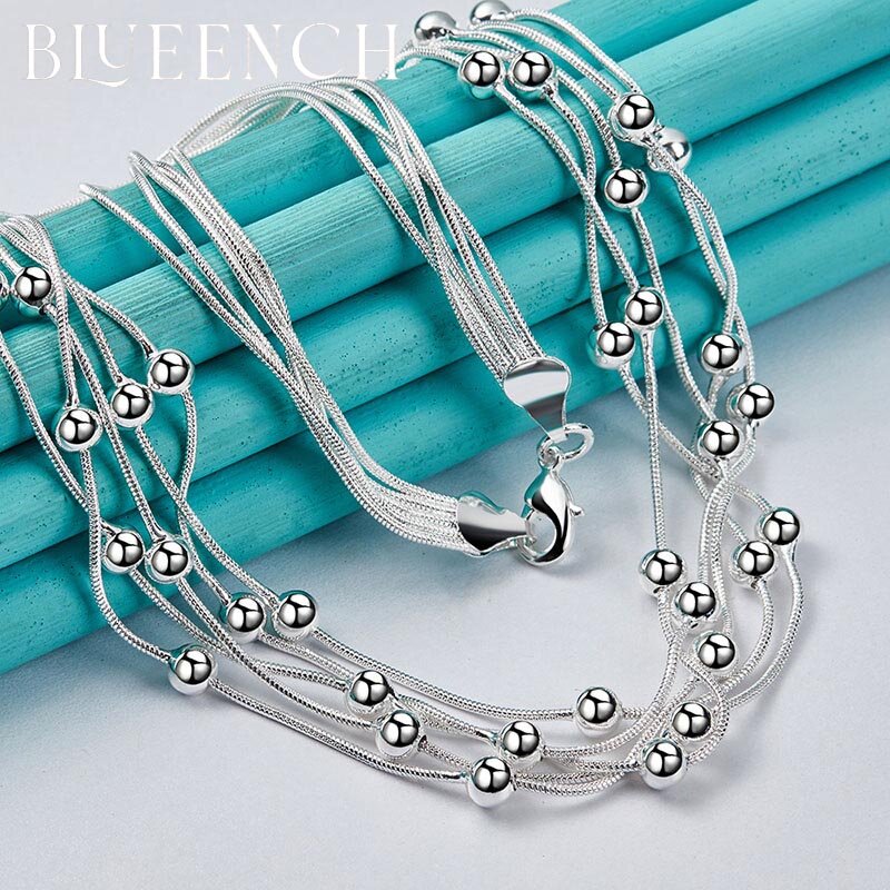 Blueench 925 Sterling Silber Multi Kette Schlange Kette glänzend ball Halskette für Frauen Vorschlag Hochzeit Mode Glamour Schmuck