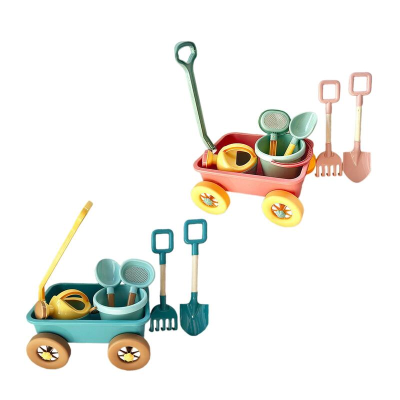 Pretend Play Wagon Set Garden Tool Funky Multipurpose Outdoor Toy Vehicle