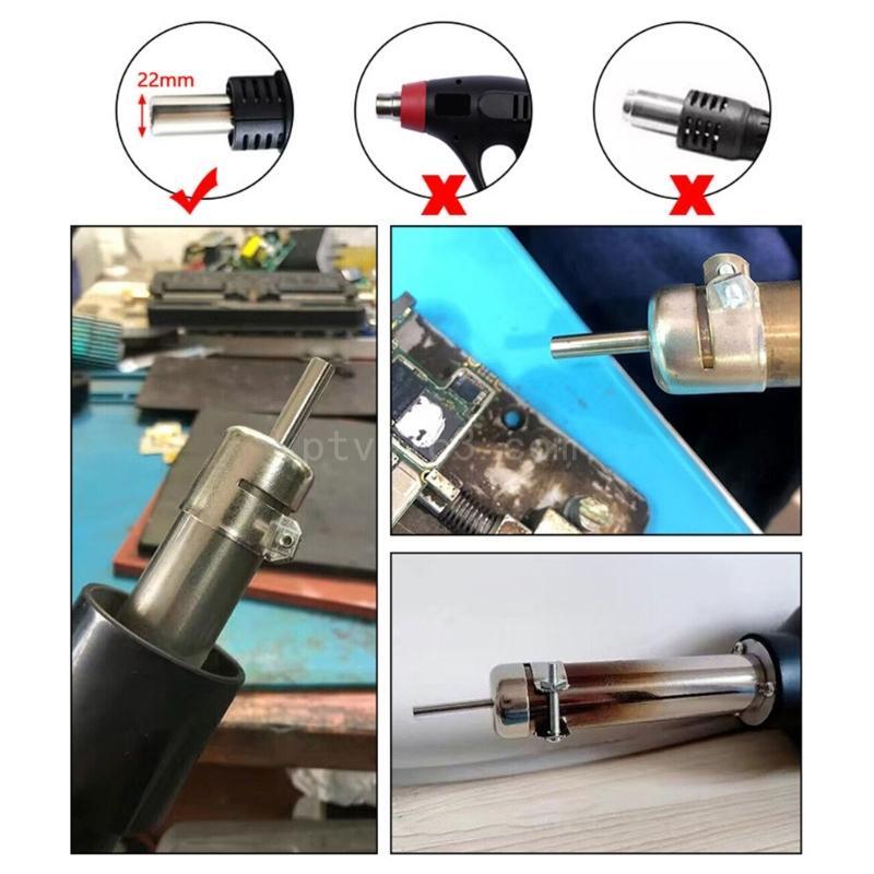 Heat Guns Nozzles,8pcs/Set Heat Guns Nozzle Kits 3mm,4mm,5mm,6mm,7mm,8mm,10mm,12mm Stainless Steel Mouth Tip Repair Part