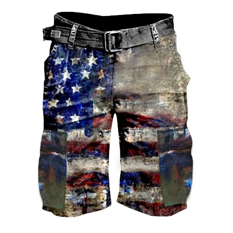 Pantalones cortos de trabajo para hombre, ropa informal de moda urbana, estilo Retro americano, novedad de verano, 2024