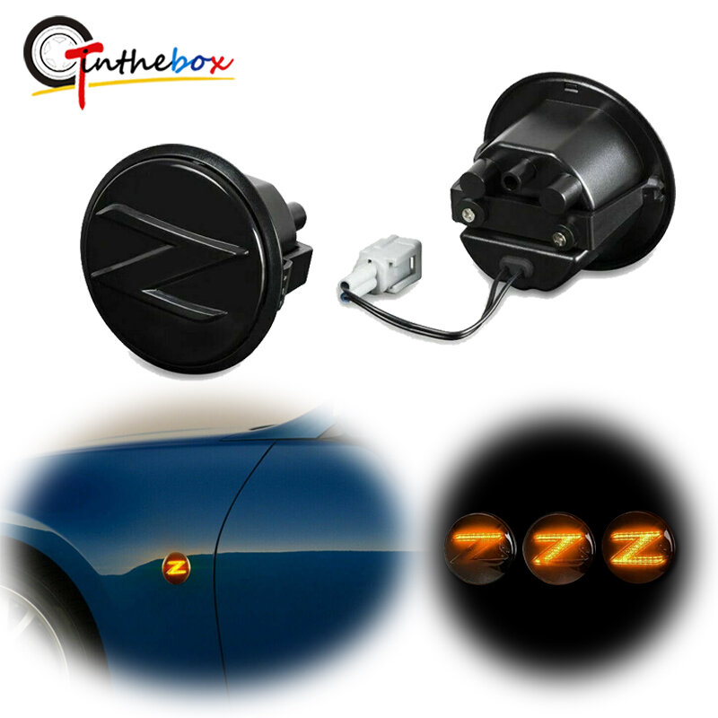 Gtinthebox-luces LED secuenciales para guardabarros delantero, indicador lateral, ámbar/blanco, para Nissan 370Z, 2009-2020