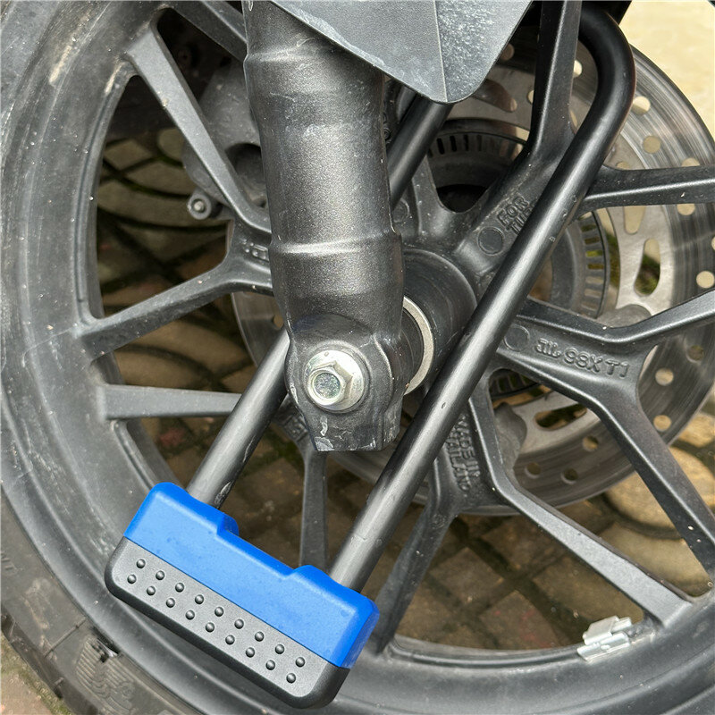 Anti-roubo garfo dianteiro bike u bloqueio, bloqueio impermeável motocicleta motocross, 2 cores, 2 chaves de bronze