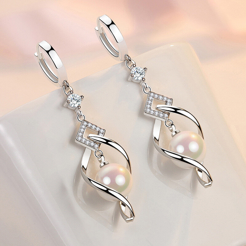 ALIZERO-pendientes de perlas naturales de circonita AAA para mujer, de Plata de Ley 925, joyería hermosa para fiesta de compromiso y boda