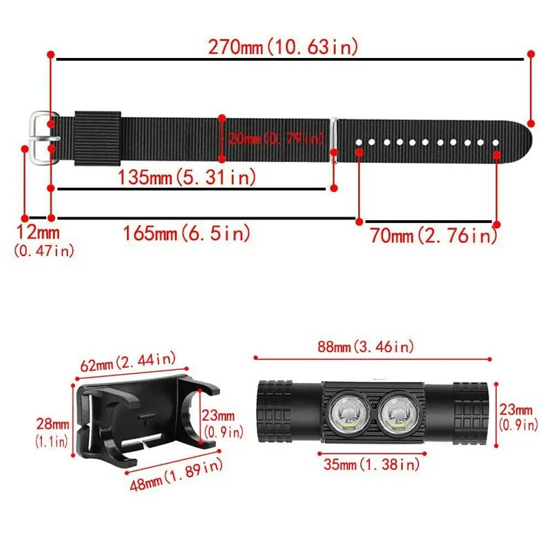 XML L2 LED 휴대용 라이트 손목 조명 스트랩, 야간 사이클링 러닝 낚시 램프 손목 밴드 팔찌, USB C 타입 손목 램프 손전등