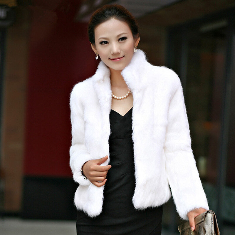 2024 Hot Sale Winter Women Real Rabbit Fur Coat Natural Warm Rabbit Fur Jacket Lady Fashion 100% Genuine Real Rabbit Outerwear