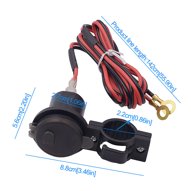 2.4A com Interruptor de Carregador de carro USB + Voltímetro 12V-24V Durável Para Todos Os Telefones Pad Motos ATVs Snowmobiles Vermelho/Azul