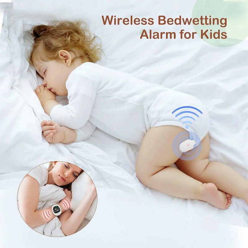 Wireless Bedwetting Alarm 2-in-1 Upgraded Enuresis Pee Vibration Timer with Music Optional and Volume Control Potty Training