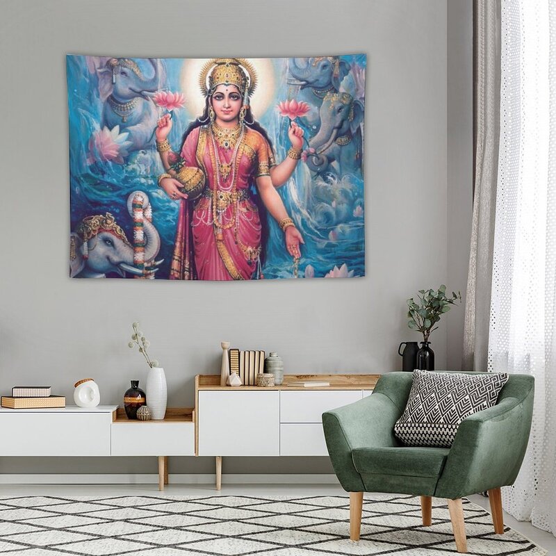 Srimati lakshmi devi tapisserie tapete für die wand luxus wohnzimmer dekoration wandbehang teppich dekor für zimmer