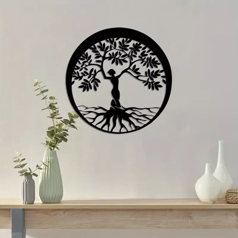 CIFBUY Deco Metal Woman Tree Sign Metal Family Wall Hanging Decoration Home Room Decor Sign housewaring Gift Outdoor Sign Wall