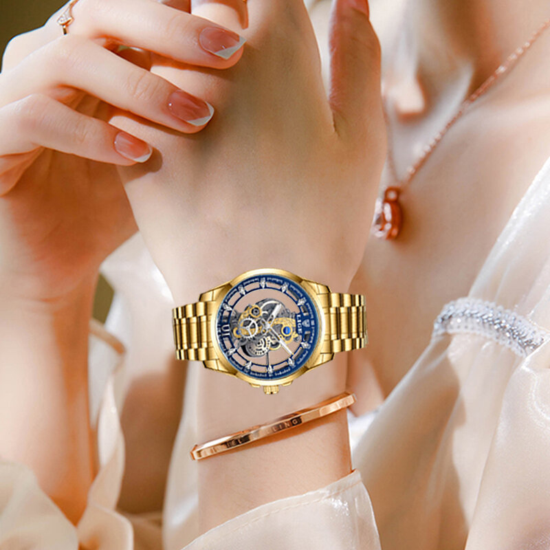 Lige Luxus uhr für Frau hochwertige Diamant Damen Quarzuhr wasserdichte Datum Edelstahl Damen uhren Reloj Box