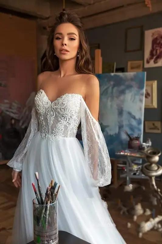 Nowa seksowna bez pleców z dekoltem w serek luksusowa suknia ślubna o długości do podłogi elegancka księżniczka romantyczna wesele plażowa