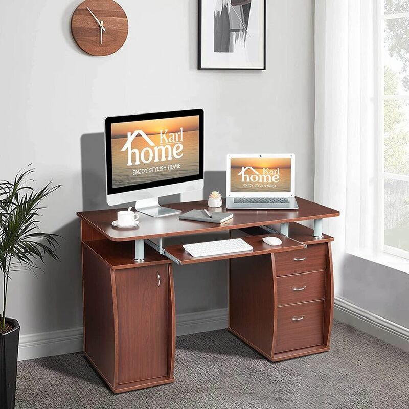 Escritorio para ordenador portátil, mesa con cajón, oficina en casa, estación de trabajo de estudio, 3 colores