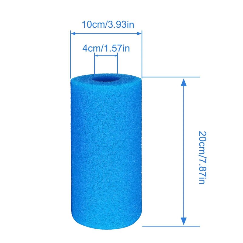 Esponja de filtro para Intex tipo A, cartucho de filtro de piscina reutilizable, lavable, 20,0x10,0x10,0 cm, 3 unidades/juego