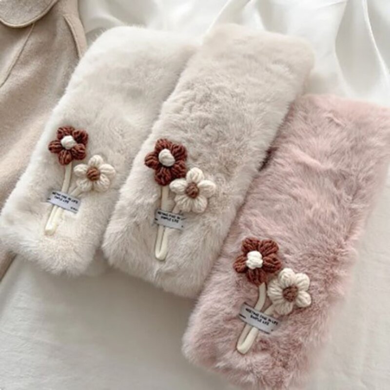 여성용 부드러운 인조 토끼 모피 스카프, 단색 링, 따뜻한 겨울 목걸이 스카프, 두꺼운 칼라, 여아 야외 귀여운 방풍 스카프