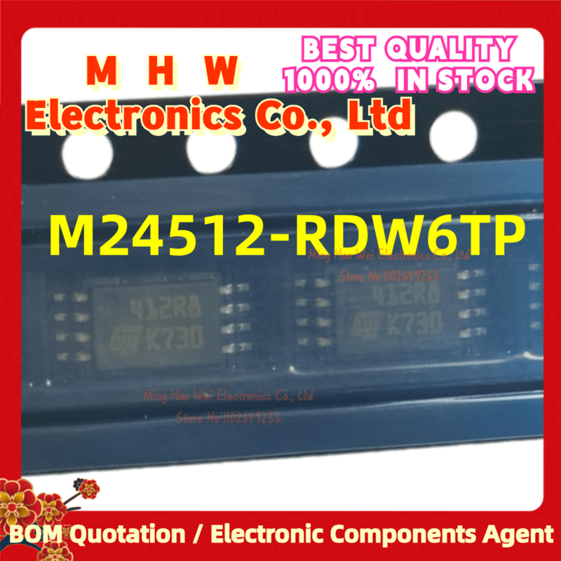 10PCS/LOT. M24512-RDW6TP (ST TSSOP-8.Marking:412R8) New Quality Chip Origianl.In stock. M24512-RDW6T M24512-RDW6 M24512