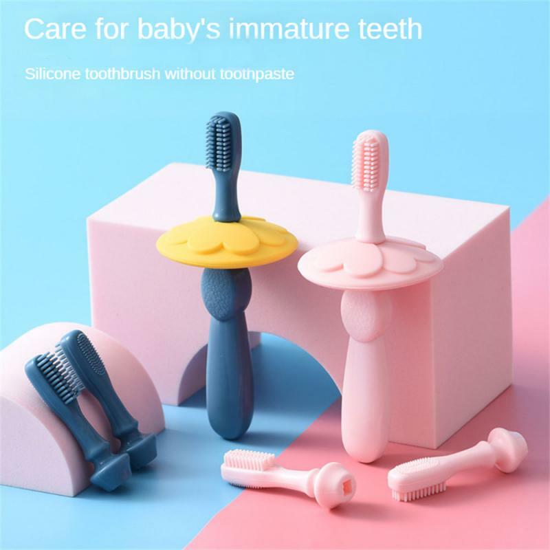 Escova de dentes de limpeza profunda macia e confortável para crianças, seguro, comestível, silicone, limpo, infantil, bebês, presente das crianças