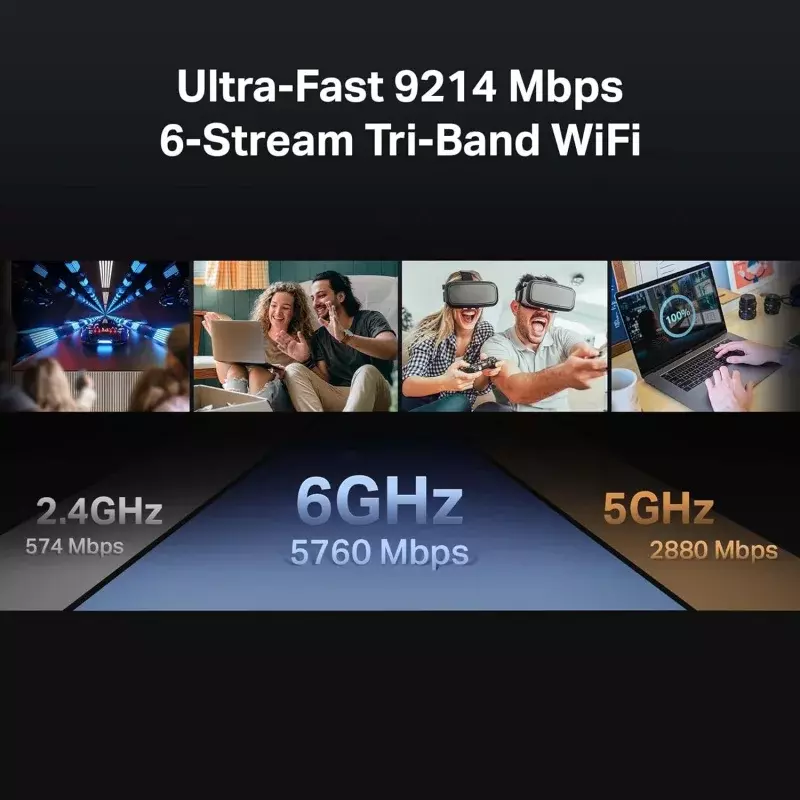 TP-Link-Tri-Band Router, Wi-Fi 7, Archer, 6-stream, 9.2Gbps, Be9300, Be550 USB 3.0 Smart Antenas Externas, 6 Portas, VPN CLI