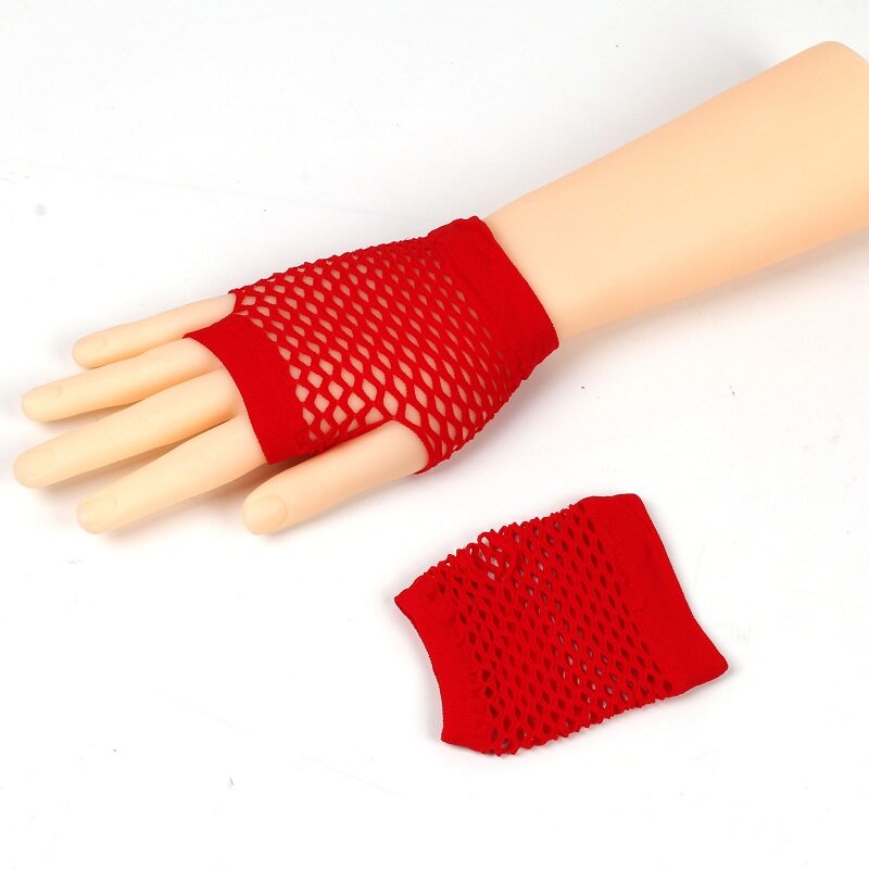 Neue Netz handschuhe rot schwarz Mädchen schiere Netz handschuhe Handschuhe erwachsene Frau verkleiden Rock Phantasie Nachtclub Party sexy Mode Handschuhe