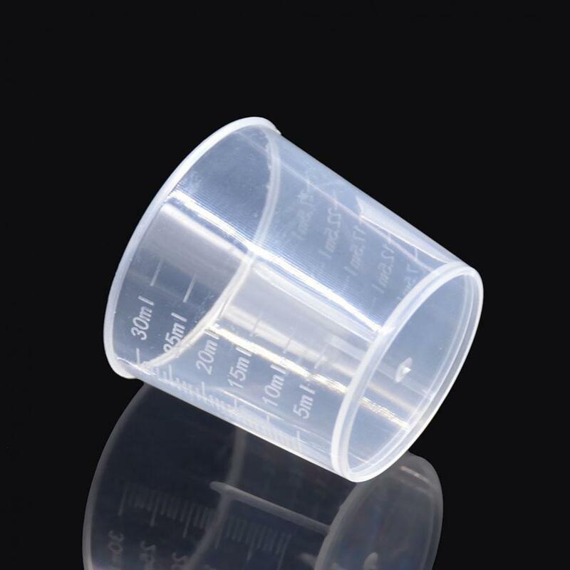 10Pcs 30ml Plastic Measuring Cup Clear Scale Non-stick DIY Jewelry Making Measuring Cup Lab Chemistry Measuring Jug with Lid