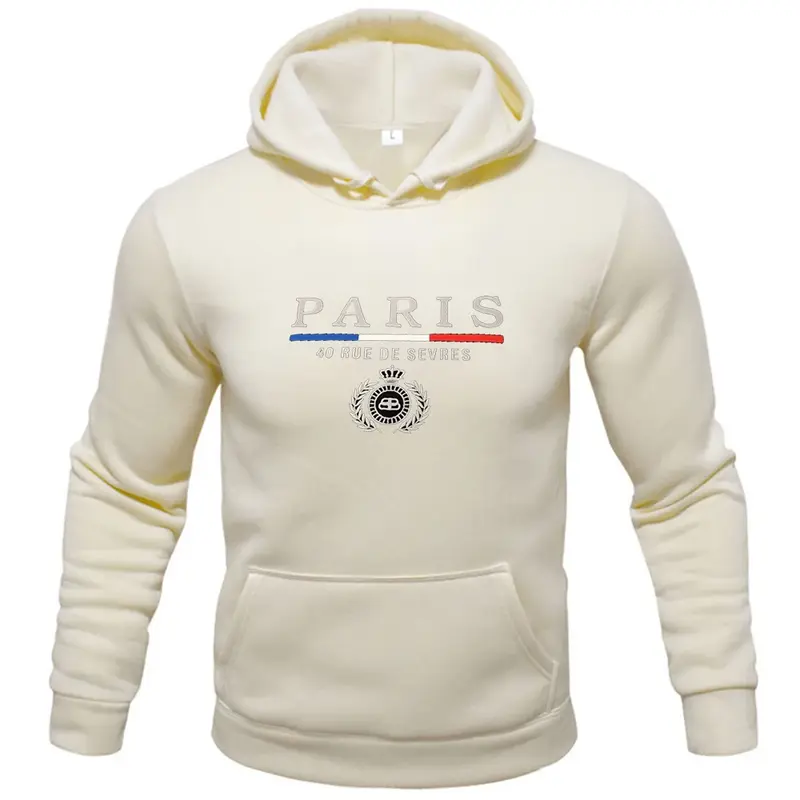 Sudadera con capucha gráfica "PARIS" para hombre, cómoda Sudadera con capucha elástica con cordón, Jersey deportivo holgado informal, ropa para hombre