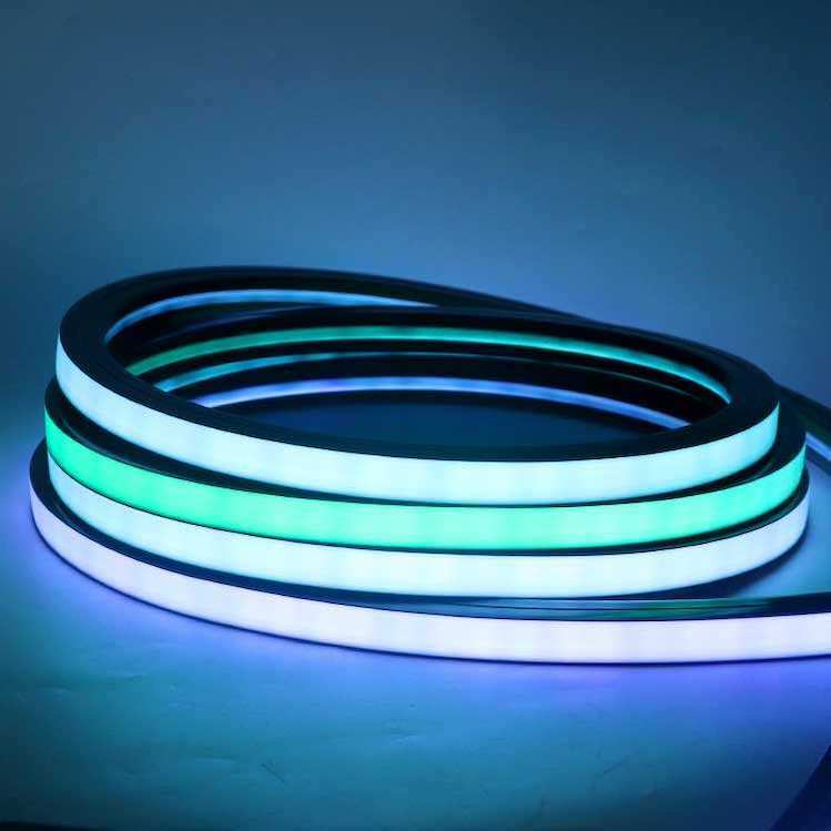 Luz de néon flexível endereçável, impermeável, preto, silicone, conduzido, RGB, corda da tira, 12V, 24V
