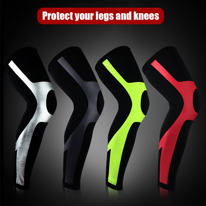 1 buah pelindung lutut lengan kompresi kaki olahraga, penghangat untuk bersepeda, lari, basket, voli, tenis, mendaki