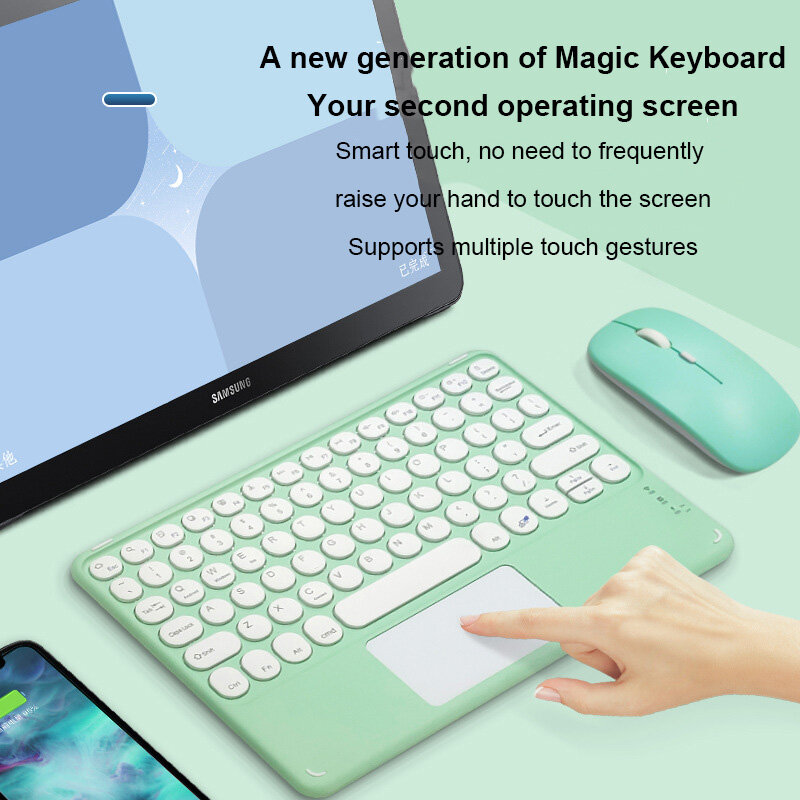 iPad Keyboard and Mouse Wireless Bluetooth Keyboard Teclado Rechargeable for Mini iPad Phone Tablet Android IOS Windows Keyboard