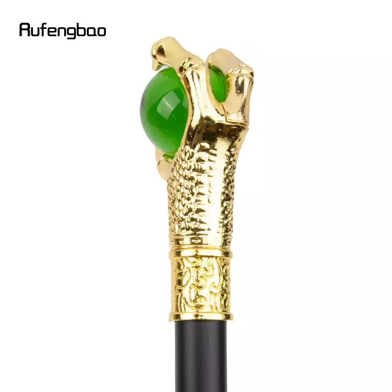 Dragon Claw Grasp Green Glass Ball Golden Walking Cane Fashion Decorative Walking Stick Cosplay Cane Knob Crosier 93cm