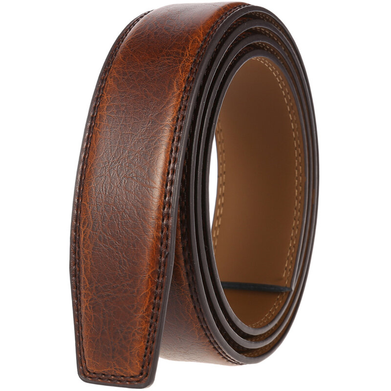 Hongmioo No Buckle 3.5cm Width Cowskin Genuine Leather Belt Men Without Automatic Buckle Strap Male Black Brown Blue Gray