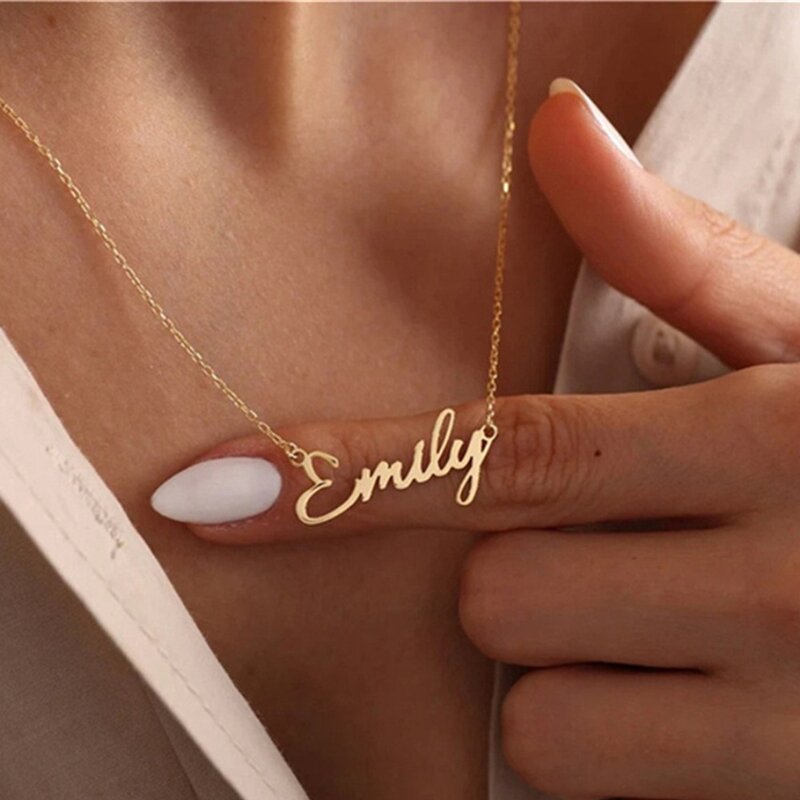 Custom Name Necklace for Men Stainless Steel Jewelry Necklace Personalized Letter Pendant Women Choker Gift Collier Personnalisé