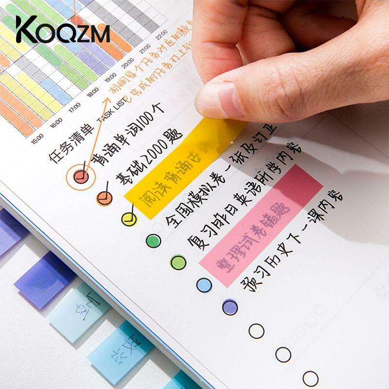 200 Sheets Colorful PET Waterproof Sticky Notes Index Tabs Writable File Tabs Flags Page Markers Labels School Office Supplies