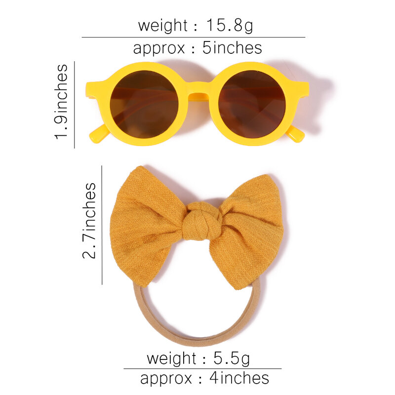 2 Buah/Pak Vintage Anak-anak Musim Panas Bando Kacamata Bulat Kacamata Hitam Anak Kacamata Pelindung Aksesoris Rambut Bayi