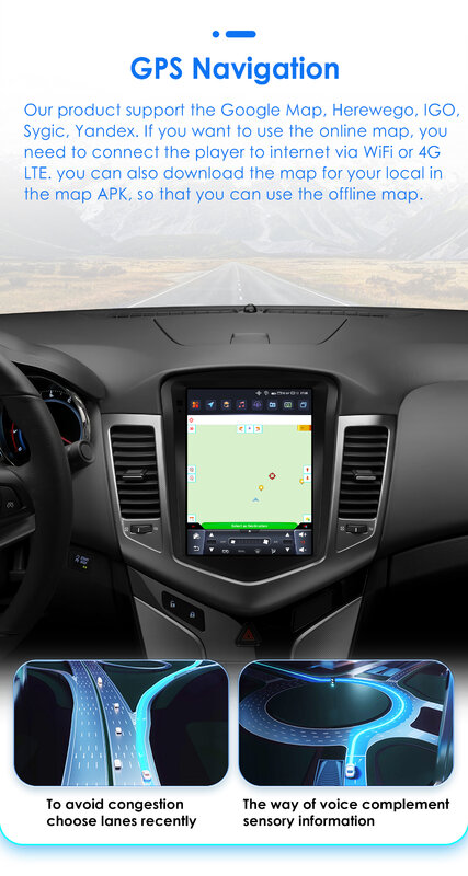 Hizpo วิทยุติดรถยนต์13 CarPlay แอนดรอยด์9.7 "Tesla สไตล์เทสลาสำหรับ Chevrolet Cruze J300 2008-2012เครื่องเล่นมัลติมีเดีย GPS