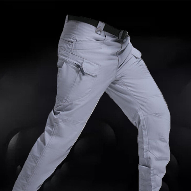 Męskie letnie wojskowe cienkie szybkoschnące spodnie spodnie z wieloma kieszeniami miejskie obcisłe spodnie Cargo rozciągliwe męskie spodnie robocze