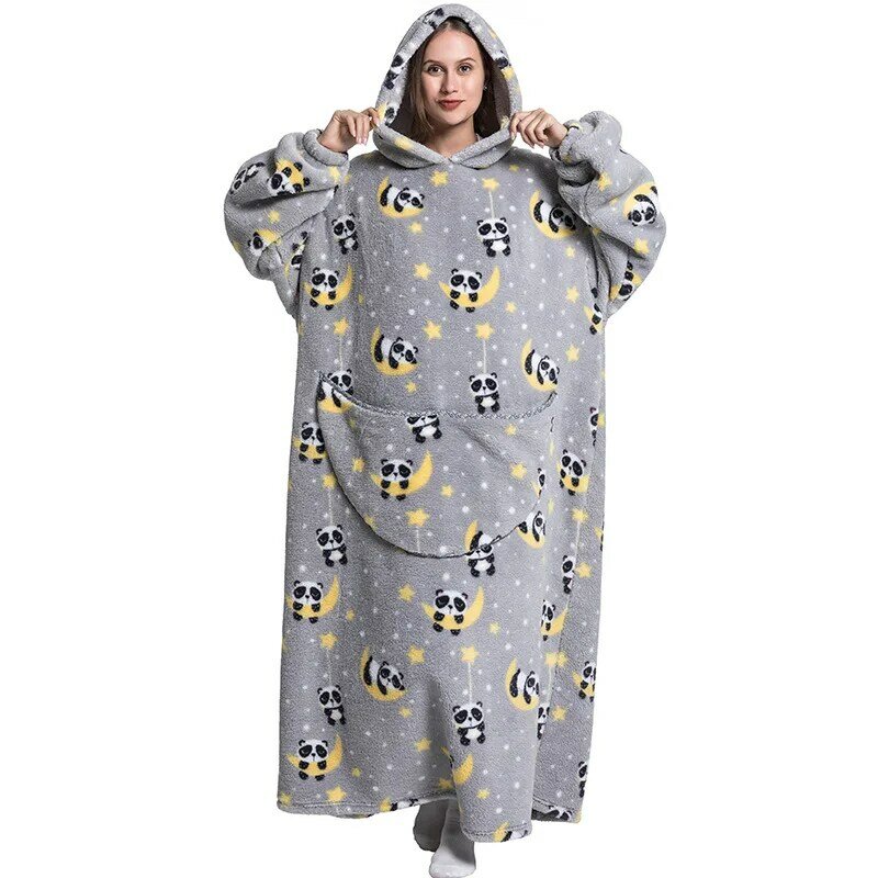 Super lange Hoodie Decke Flanell Decke mit Ärmeln Winter Hoodies Sweatshirt Pullover Riesen TV Decke übergroße Decke