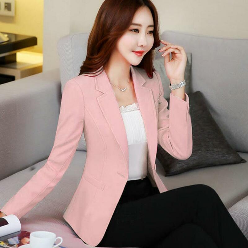 Women Suit Coat  Single Button   Female Suit Coat Slim Fit Turndown Collar Suit Coat