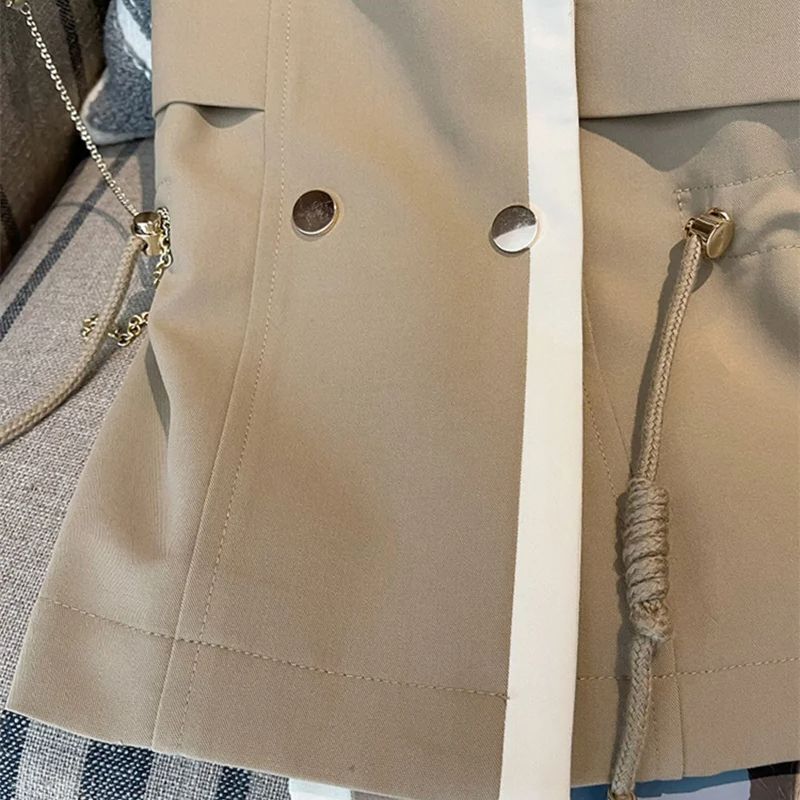 여성 프렌치 햅번 숏 세트 바람막이 코트, 캐주얼 패션, 다용도 루즈핏, 한국판, 2024 용수철 가을 신상