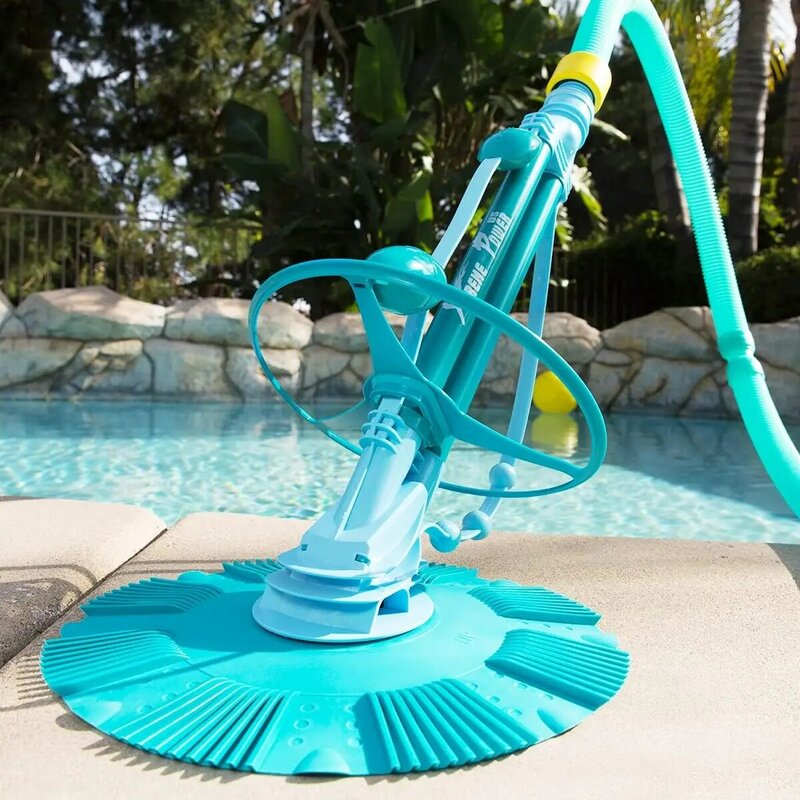 Wall Pool Cleaner Sweeper In-Ground Suction Side + Hose Set and Poolmaster 28300Big Sucker Manual Swimming Pool Leaf Vacuum Head