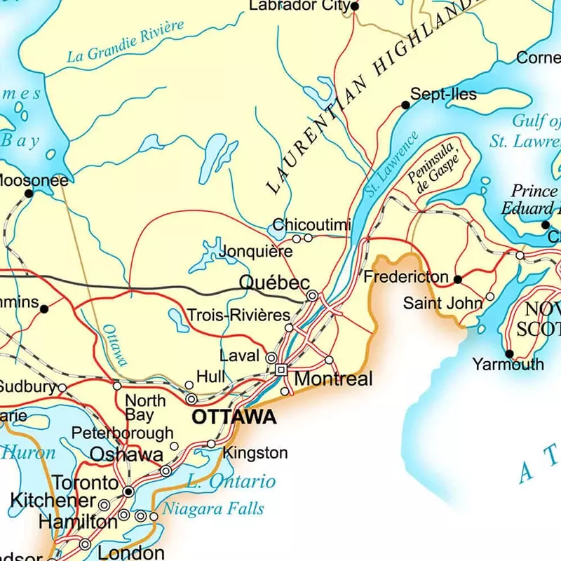 Mappa moderna del percorso del Canada In francese 84*59cm pittura su tela Non tessuta poster e stampe senza cornice decorazioni per la casa forniture per studio