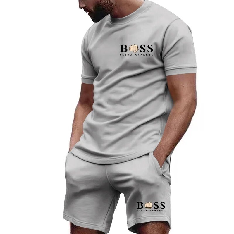 Новый мужской комплект, Классический Клетчатый дизайн, Спортивная рубашка и шорты, комплект из двух предметов, подходит для повседневного спорта