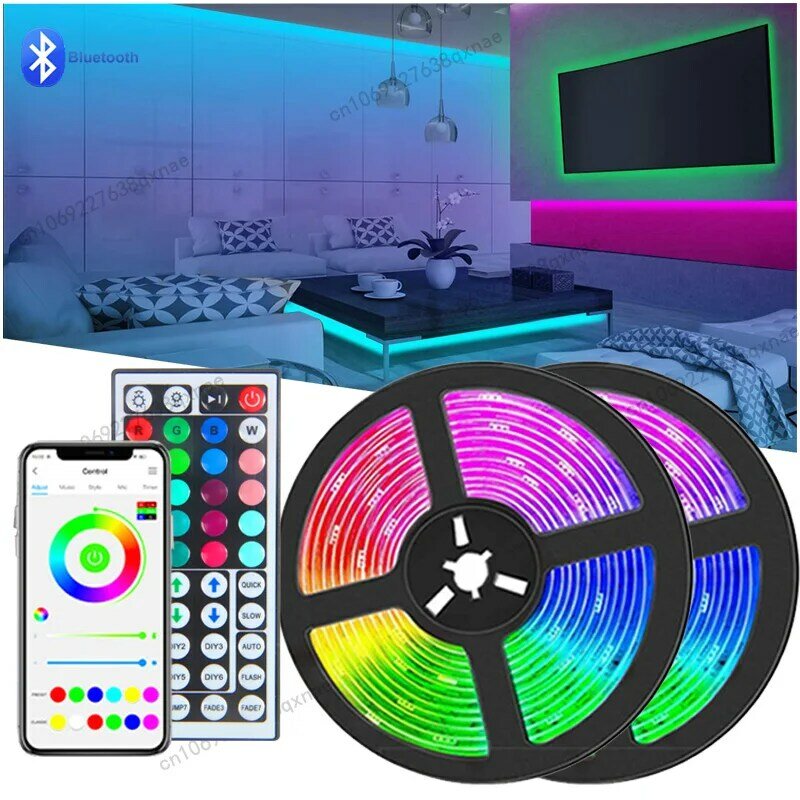 Bande Lumineuse LED RGB Tpae Bluetooth pour Décoration de Chambre à Coucher, Rétro-Éclairage TV pour Noël, 5050, 5m, 10m, 15m, 20m, 30m