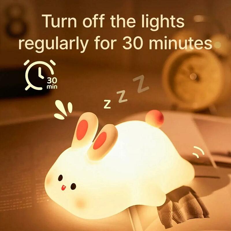 مصباح LED ليلي مع مستشعر باللمس للأطفال ، أرنب ، ABS ، سيليكون ، USB ، قابلة لإعادة الشحن ، السرير ، غرفة نوم ، زينة ، ضوء الليل ، طفل ، فتاة ، لطيف