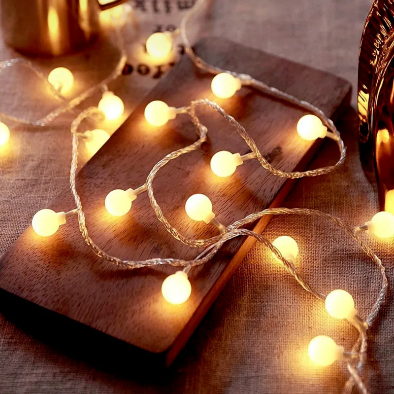 防水LEDストリングライト,USB電源ボール,屋外,結婚式の装飾,クリスマス,2024