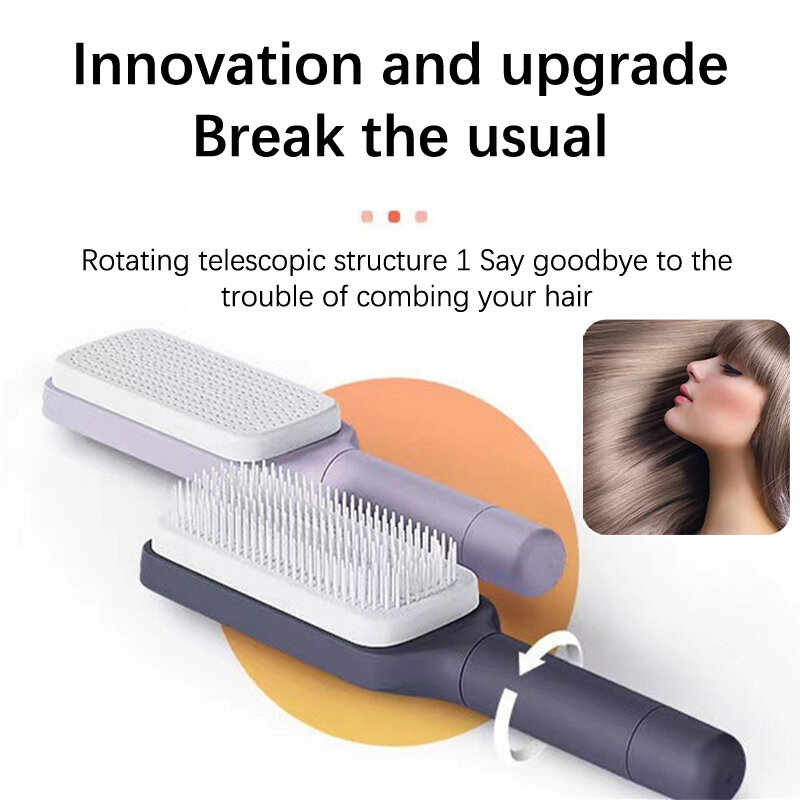 Massage Airbag Comb Straight Hair Comb Rotation Handles Cleaning Hair Loss Anti-Static Hairbrush Self Cleaning Comb For Women