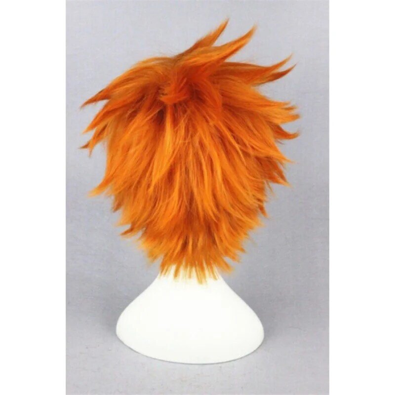 New Male Female Wig Straight Short Hair Wig Orange Cosplay Party Anime Full Wigs