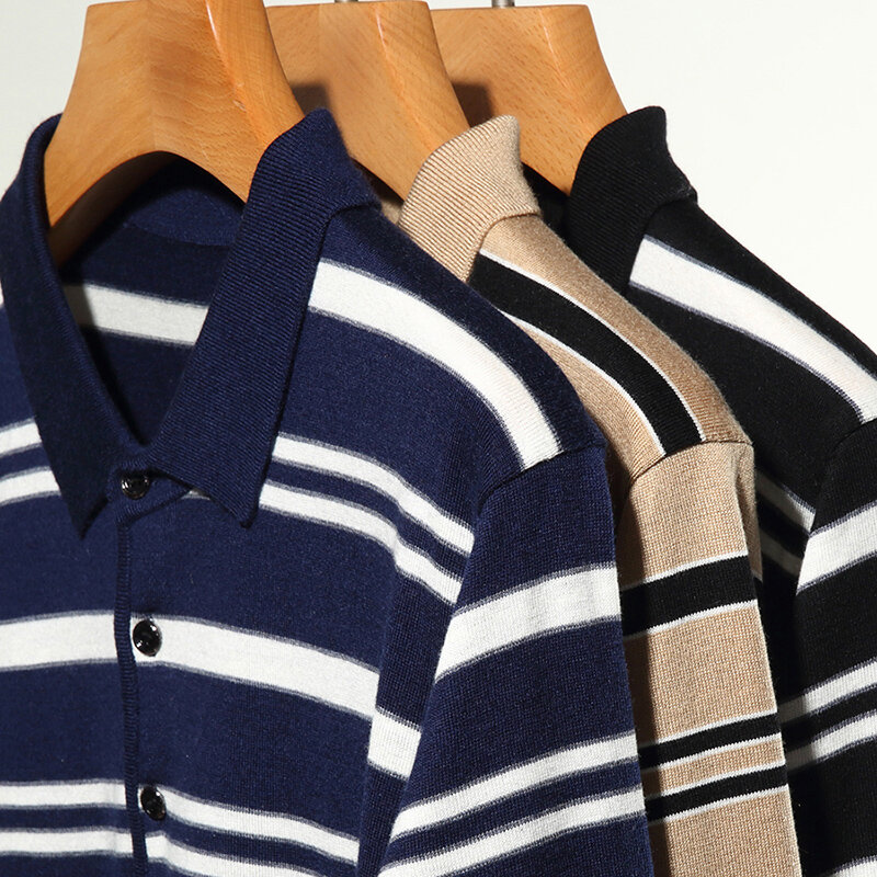 Camisa de solapa de manga larga para hombre, Jersey informal, textura Simple y cómoda, diario, grueso y cálido